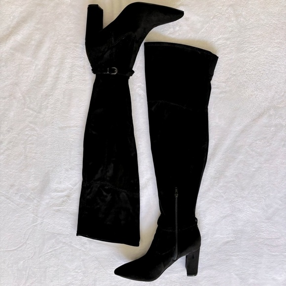 UNISA Unultan Over-The-Knee Black Faux Suede Fabric Boots--8 - Picture 2 of 16